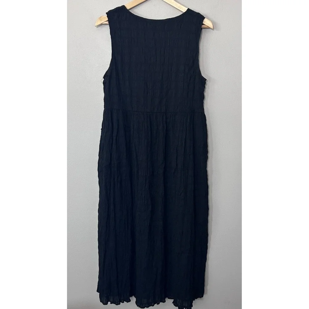 Petal + Pup Sam Midi Dress Womens L Black Smocked Button Front NWT Summer Boho